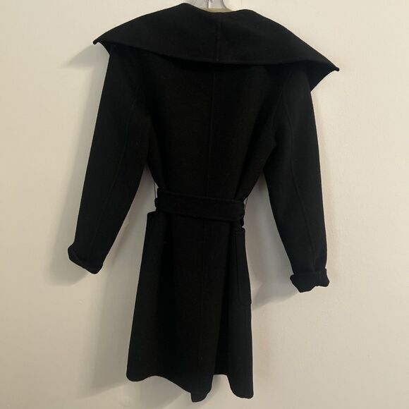 Elie Tahari Wrap Coat Women’s Small Black 60% Wool Blend Belted Shawl Collar - Picture 5 of 5